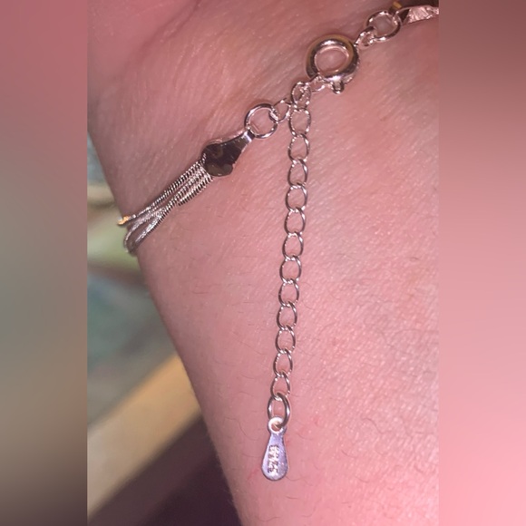 925 Sterling Silver Triple Loop Serpentine Bone Bracelet Wrist & Ankle bracelet - Picture 7 of 15